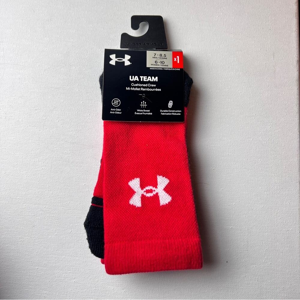 Under Armour UA TEAM Women's Cushioned Crew Athletic Sporty Socks Sz 6-10